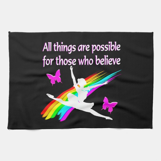 AWESOME ALL THINGS ARE POSSIBLE BALLERINA DESIGN TOWEL (Horizontal)