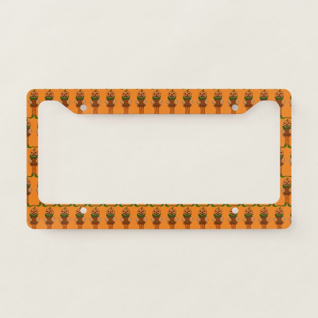 Awesome Amazing Cool Pumpkin Head Halloween   License Plate Frame (Front)
