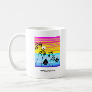 Awesome and Colorful Tropical Sunset Sailing Coffee Mug