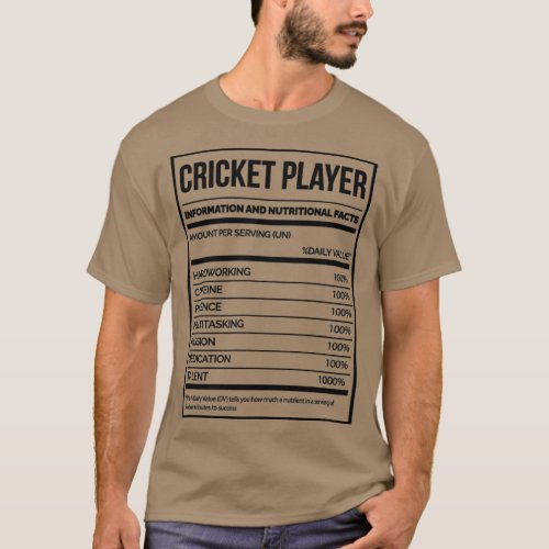 Awesome And Funny Nutrition Label Cricket Crickete T_Shirt