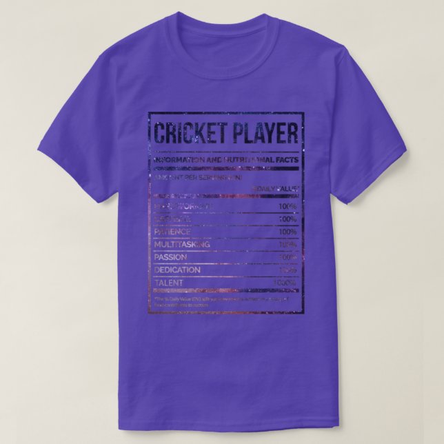 Awesome And Funny Nutrition Label Cricket Crickete T-Shirt (Design Front)