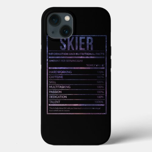 Awesome And Funny Nutrition Label Ski Skis Skier S iPhone 13 Case