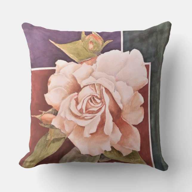 AWESOME ANTIQUE ROSE FLOWER PATIO OUTDOOR PILLOW (Front)