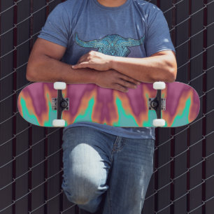 Awesome Aqua Blue Pink Illuminated Skateboard