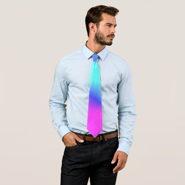Awesome Aqua Blue Pink Purple Rich Bold Colors Tie (In Situ)