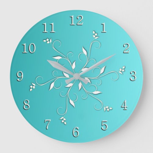 Awesome Aqua White Accent and Numbers Large Clock