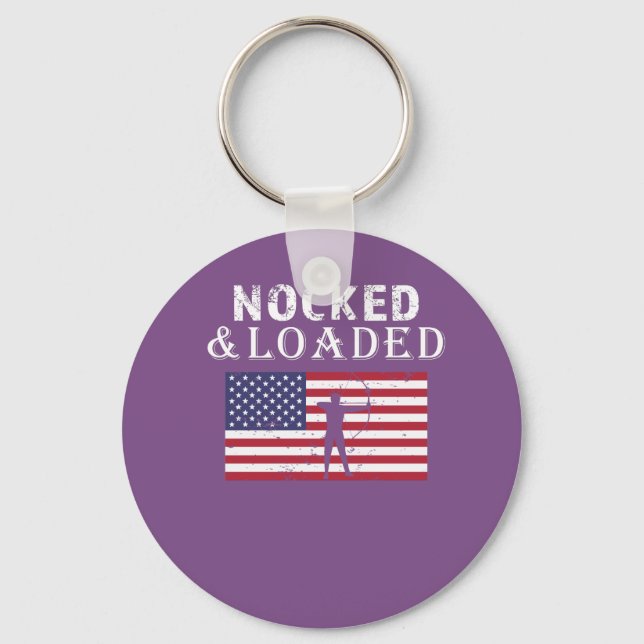 Awesome Archery Noked & Loaded archer gift Keychain (Front)