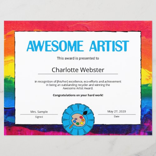 Awesome Artist Certificate of Achievement PDF