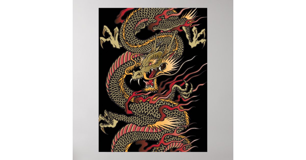 Awesome asian dragon poster | Zazzle