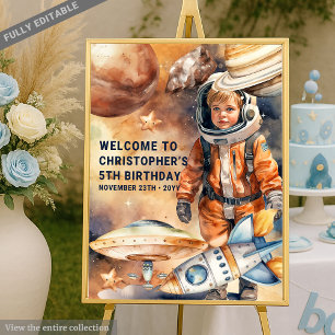 Awesome Astronaut Rocket Boy Birthday Party Poster