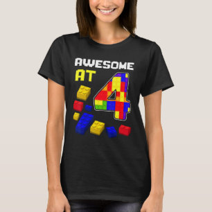Awesome At 4 Years Old Block Building Kids Brick B T-Shirt