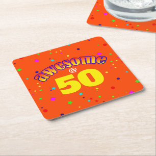 Awesome at 50 square paper coaster