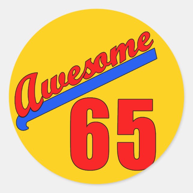 Awesome at 65 Years Old Classic Round Sticker (Front)