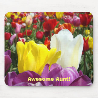 Awesome Aunt! mousepad Colorful Tulip Flowers