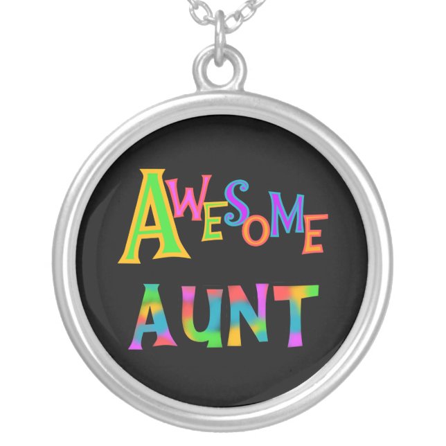 Awesome Aunt T-shirts and Gifts Silver Plated Necklace (Front)