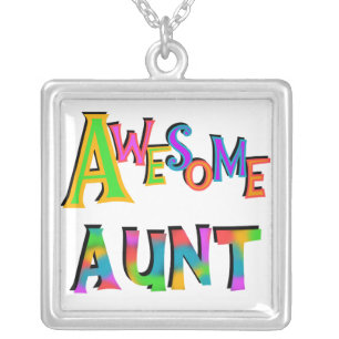 Awesome Aunt T-shirts and Gifts Silver Plated Necklace
