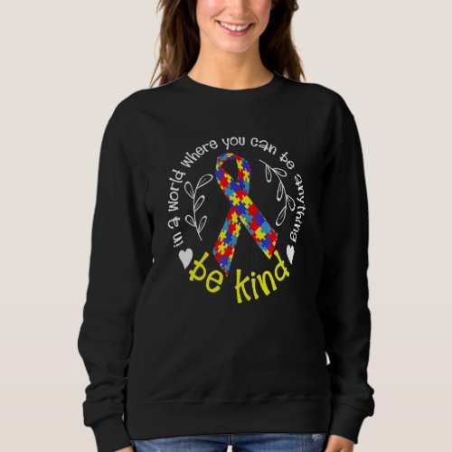Awesome Autism Awareness  Colorful Ribbon Puzzle P Sweatshirt