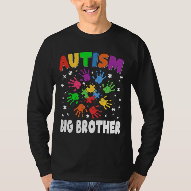 Awesome Autism Big Brother Raising Awareness Famil T-Shirt (Front)