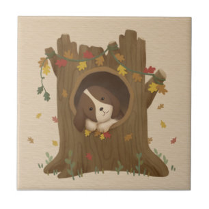 Awesome Autumn: Beagle Ceramic Tile