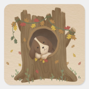 Awesome Autumn: Beagle Square Sticker