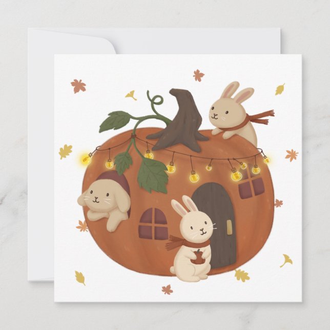 Awesome Autumn: Bunny & Pumpkin Card (Front)