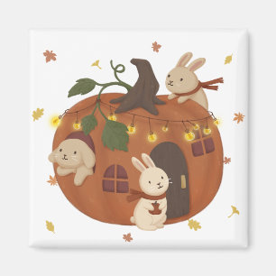 Awesome Autumn: Bunny & Pumpkin Magnet