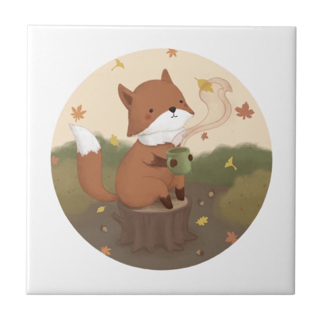 Awesome Autumn: Fox  Ceramic Tile (Front)