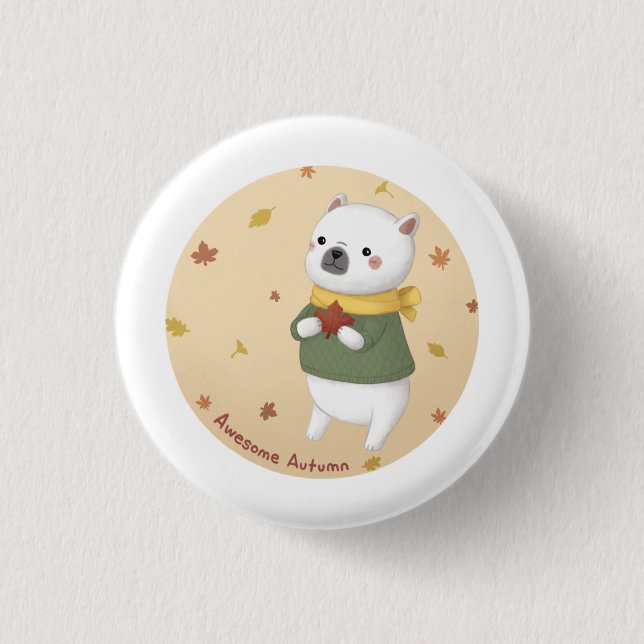 Awesome Autumn Illustration Art Button (Front)
