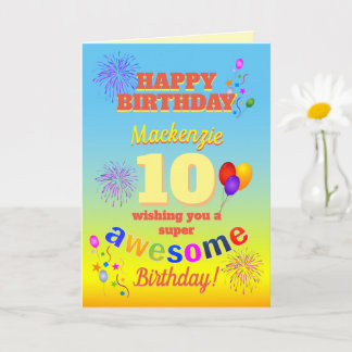 Awesome Balloons Yellow and Blue UNISEX Birthday Card