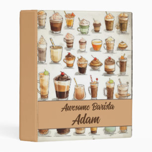 Awesome Barista Coffee Types Watercolor Art 1 Mini Binder
