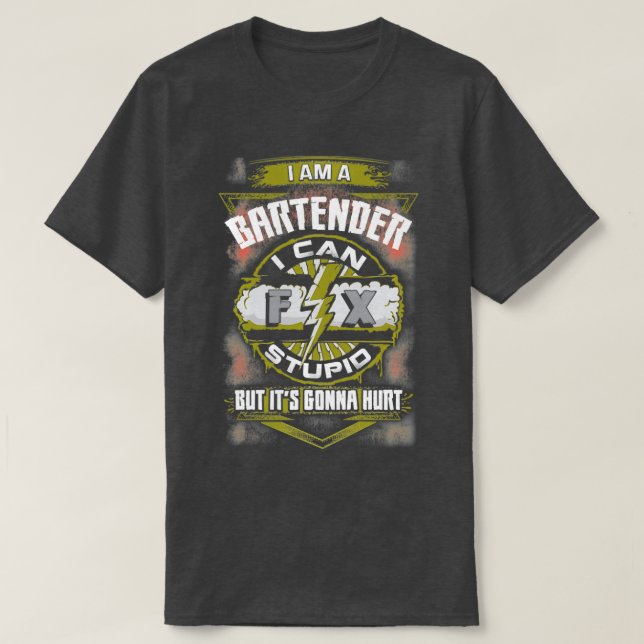 Awesome Bartender Can Fix It T-Shirt (Design Front)