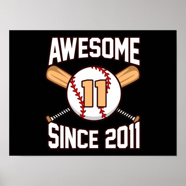 Awesome Baseball Player 11th Birthday Sports Lover Poster (Front)