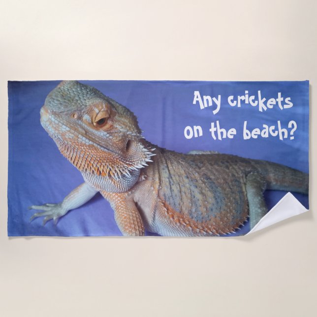 Awesome Bearded Dragon Print Funny Beach Towel (Front)