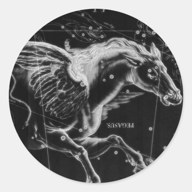 awesome beautiful mystic flying wings horse classic round sticker (Front)