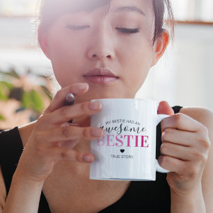 Awesome Bestie   Pink Best Friends Coffee Mug
