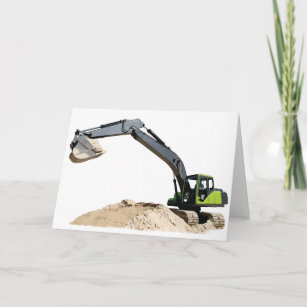 Awesome Big Green Construction Excavator #4 Holiday Card