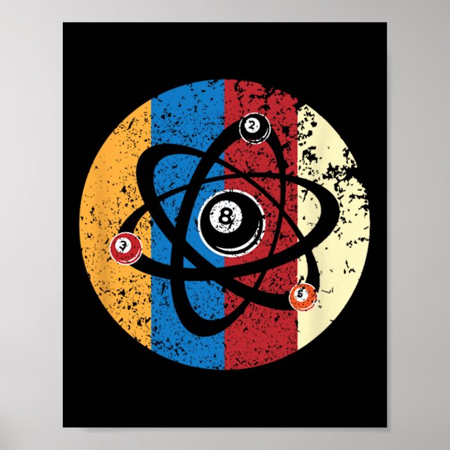 Awesome Billiards Ball Atom Science Pool Player Sc Poster (Front)