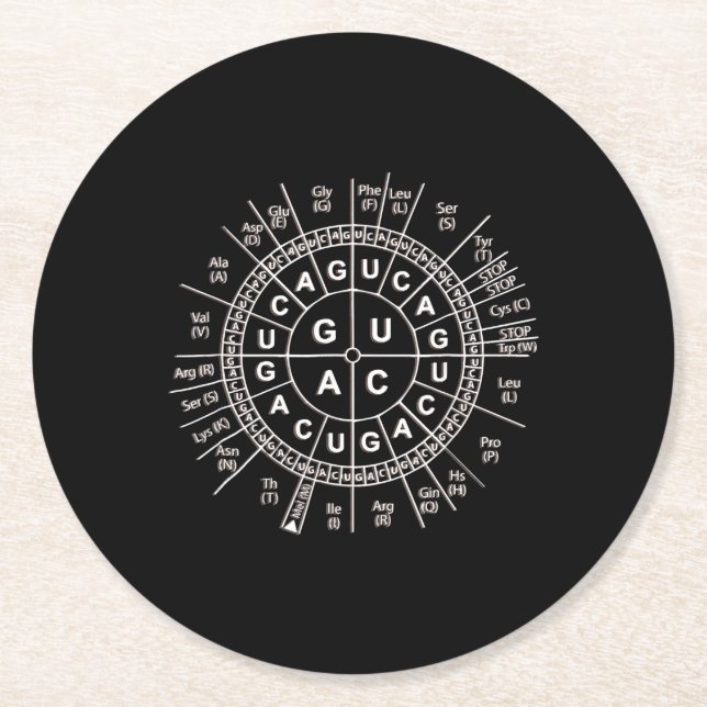 awesome biology genetic code sun  science humor round paper coaster (Front)