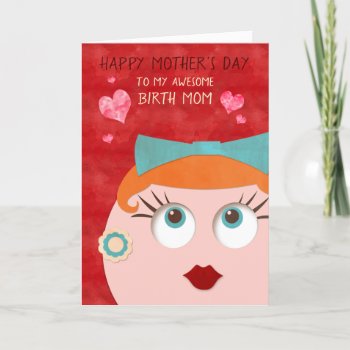 Awesome Birth Mom Retro Gal Mother's Day Card by PamJArts at Zazzle