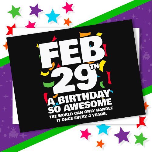 Awesome Birthday 2024 Leap Day Leap Year Feb 29th Postcard