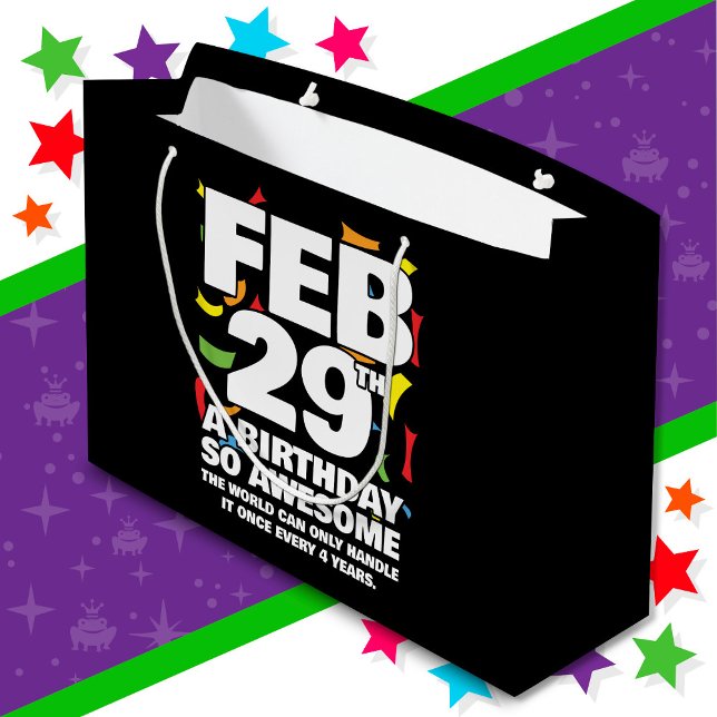 Awesome Birthday Leap Day Leap Year Feb 29th Large Gift Bag (Creator Uploaded)