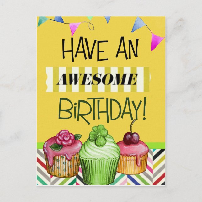 Awesome Birthday Postcard (Front)