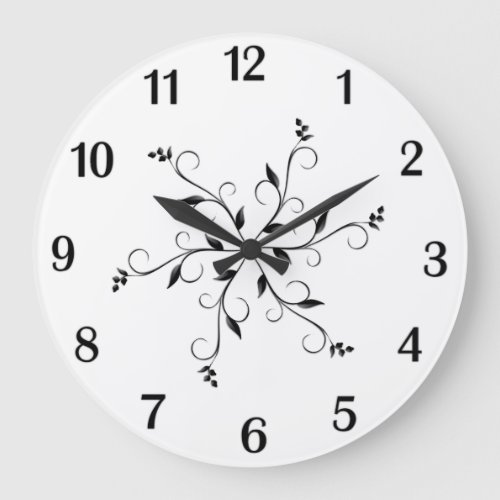 Awesome Black Accent and Numbers on White Face Large Clock