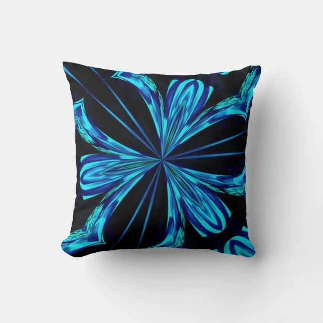 Awesome Black and Blue Comet Design Throw Pillow (Front)