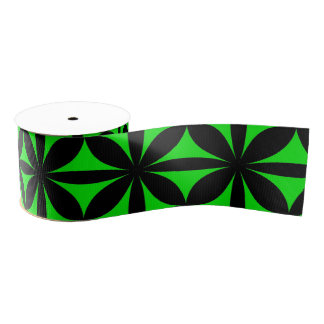 Awesome Black and Green Modern / Retro Print  Grosgrain Ribbon