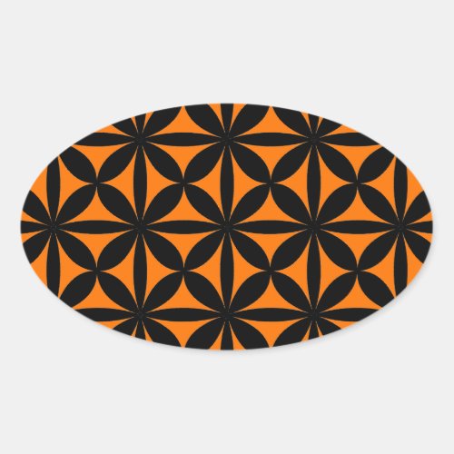 Awesome Black and Orange Modern  Retro Print  Oval Sticker