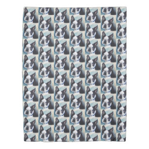 AWESOME BLACK AND WHITE BOSTON TERRIER DUVET COVER