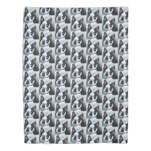 AWESOME BLACK AND WHITE BOSTON TERRIER DUVET COVER