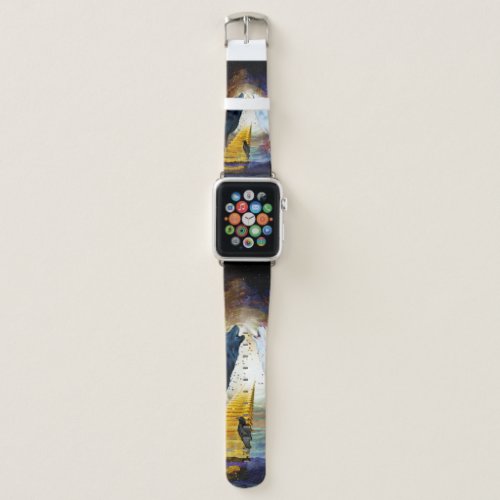 Awesome black and white wolf apple watch band