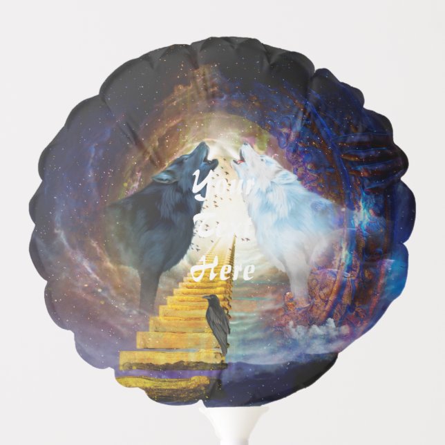 Awesome black and white wolf balloon (Front)